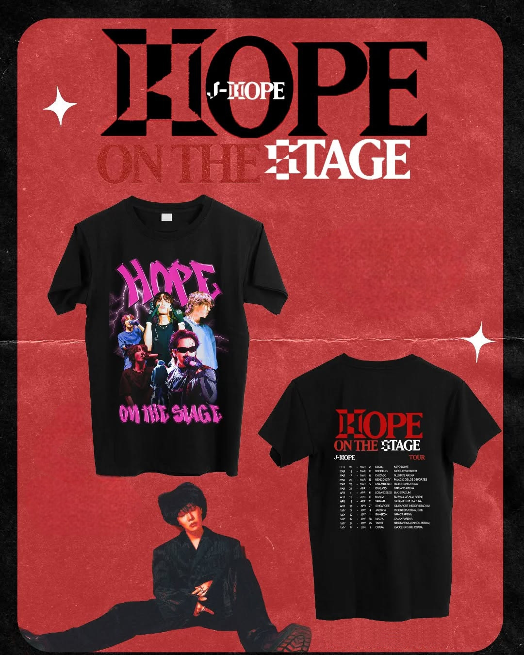 T-SHIRTS JHOPE HOPE ON THE STAGE TOUR 100% COTON