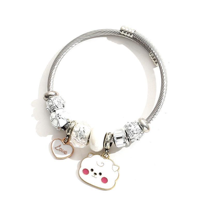 BRACELET À CHARME BT21/BTS EN ACIER INOXYDABLE (tous les personnages)