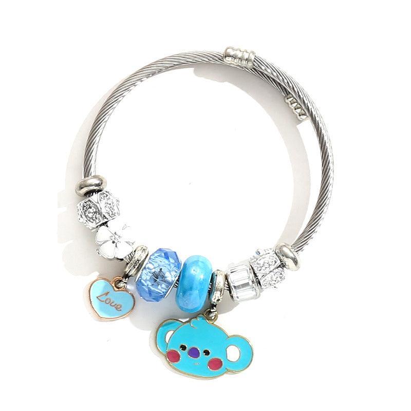 BRACELET À CHARME BT21/BTS EN ACIER INOXYDABLE (tous les personnages)