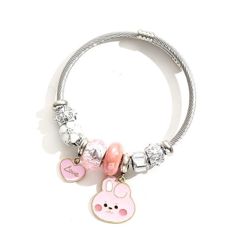 BRACELET À CHARME BT21/BTS EN ACIER INOXYDABLE (tous les personnages)