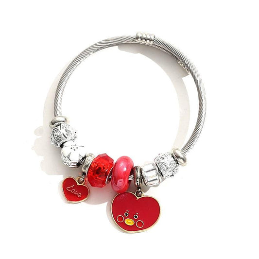 BRACELET À CHARME BT21/BTS EN ACIER INOXYDABLE (tous les personnages)