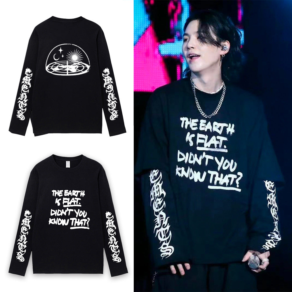 AGUST-D SUGA/BTS « La Terre est plate » T-shirts longs 100 % coton