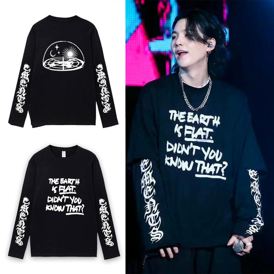 AGUST-D SUGA/BTS « La Terre est plate » T-shirts longs 100 % coton