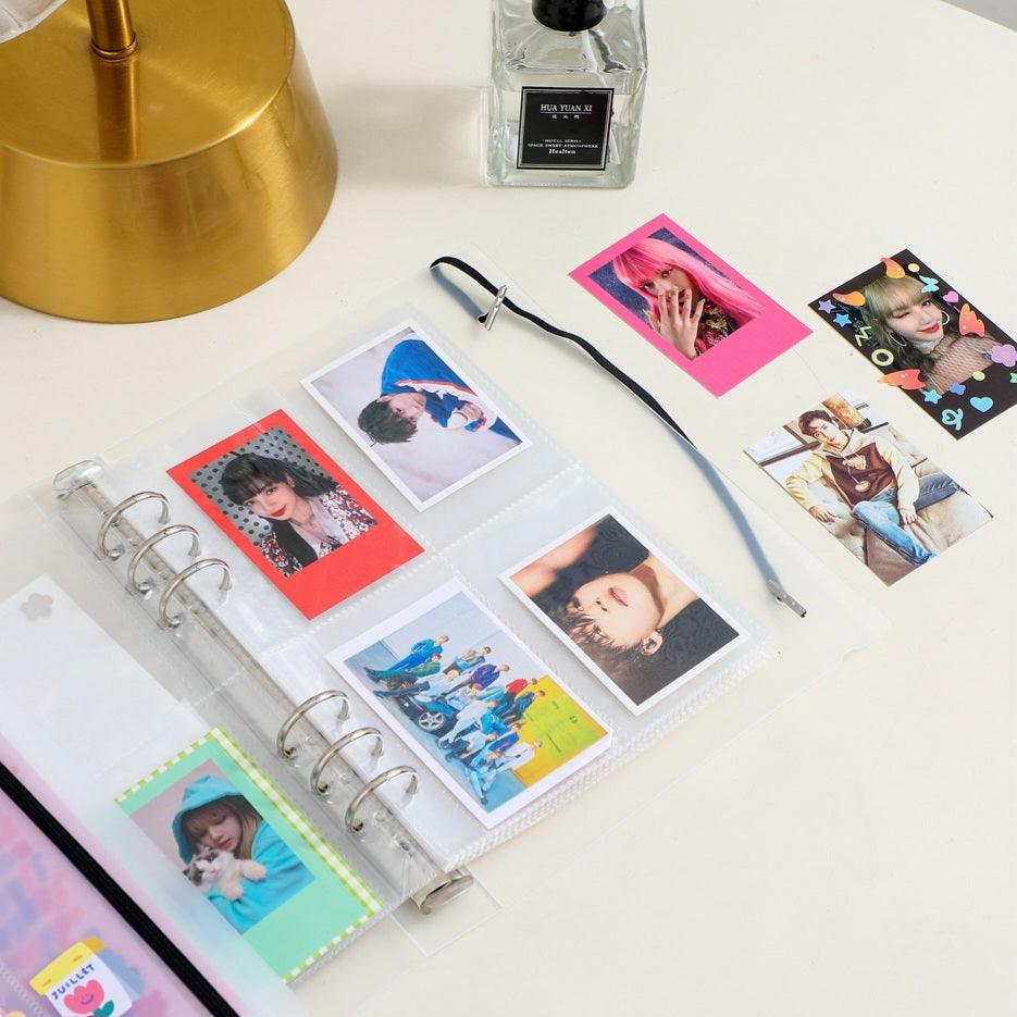 Classeur A5 pour cartes photo + 10 feuilles plastiques recto-verso à 8 pochettes chacune