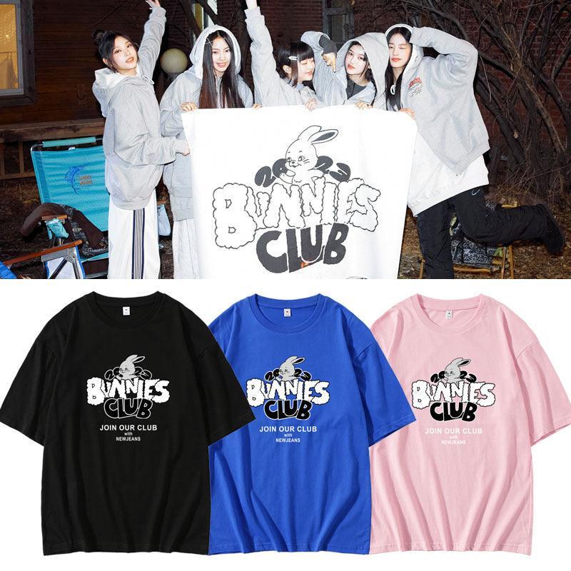 T-SHIRTS NEWJEANS BUNNIES CLUB 100% COTON (différentes couleurs)