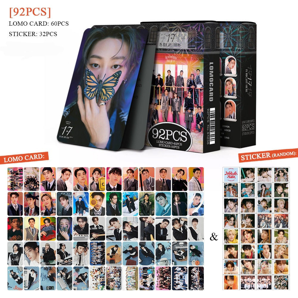 SEVENTEEN MERCH 17 Is Right Here KIT 92 PIÈCES (60 PHOTOCARTES + 32 AUTOCOLLANTS)