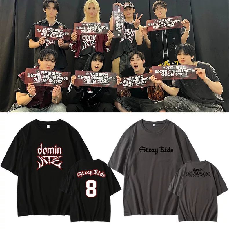 T-SHIRTS STRAY KIDS DOMINATE TOUR 100% COTON