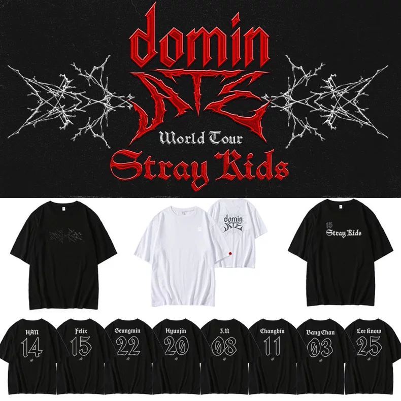 PRODUITS DÉRIVÉS STRAY KIDS T-SHIRTS DominATE TOUR 100 % COTON