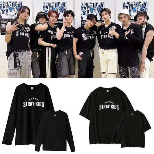 T-SHIRT ET CHEMISE À MANCHES LONGUES STRAY KIDS 100 % COTON