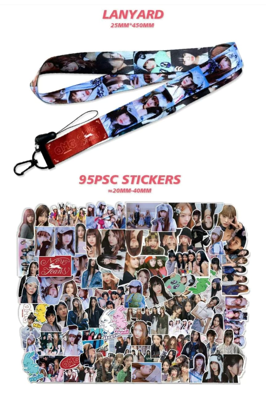 KIT 92 PCS (60 CARTES PHOTO + 32 AUTOCOLLANTS) NEWJEANS GET UP