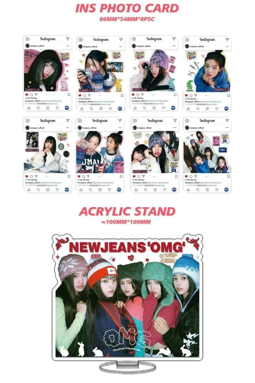 KIT 92 PCS (60 CARTES PHOTO + 32 AUTOCOLLANTS) NEWJEANS GET UP