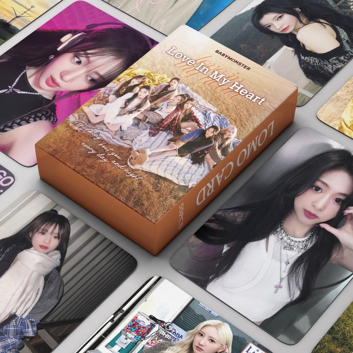 CARTES PHOTO BABYMONSTER L'AMOUR DANS MON CŒUR 55 PIÈCES