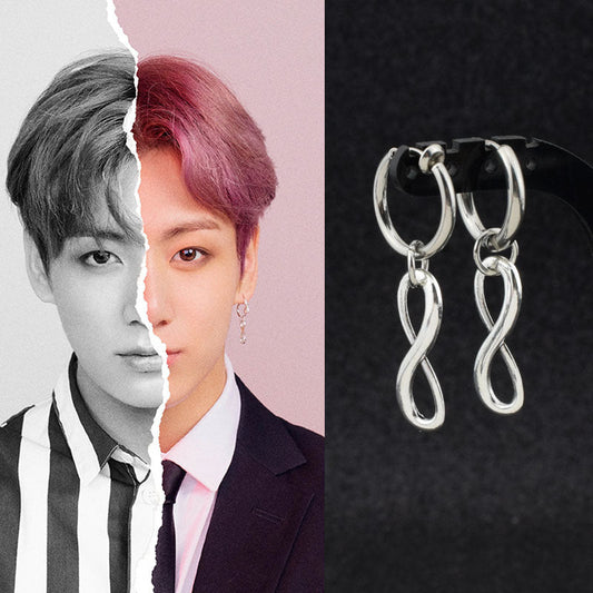 PAIRE DE BOUCLES D'OREILLES BTS JUNGKOOK EN ACIER INOXYDABLE