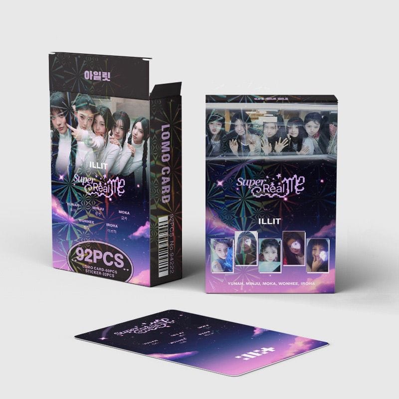 CARTES PHOTO ILLIT SUPER REAL ME 92 PIÈCES (60 CARTES + 32 AUTOCOLLANTS)