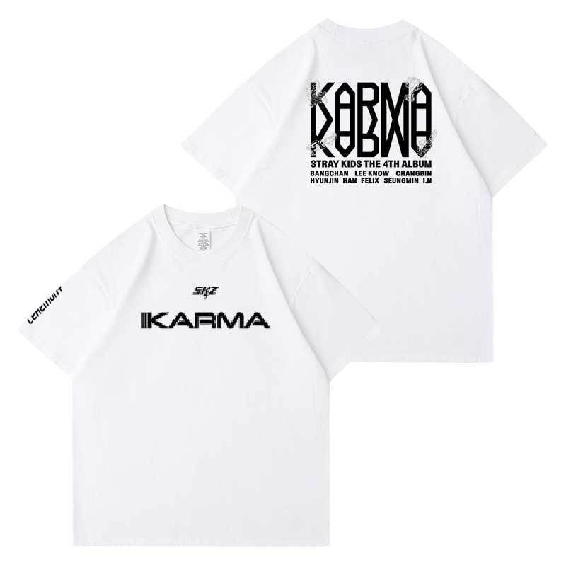 T-SHIRTS STRAY KIDS KARMA 100 % COTON (COULEUR BLANC)
