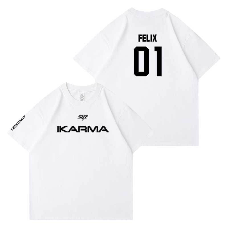 T-SHIRTS STRAY KIDS KARMA 100 % COTON (COULEUR BLANC)