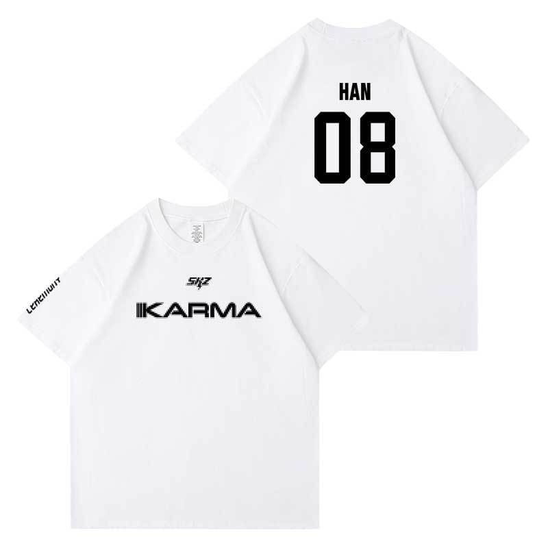 T-SHIRTS STRAY KIDS KARMA 100 % COTON (COULEUR BLANC)