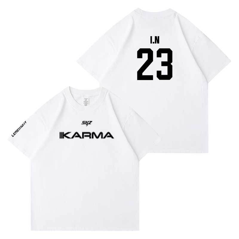 T-SHIRTS STRAY KIDS KARMA 100 % COTON (COULEUR BLANC)