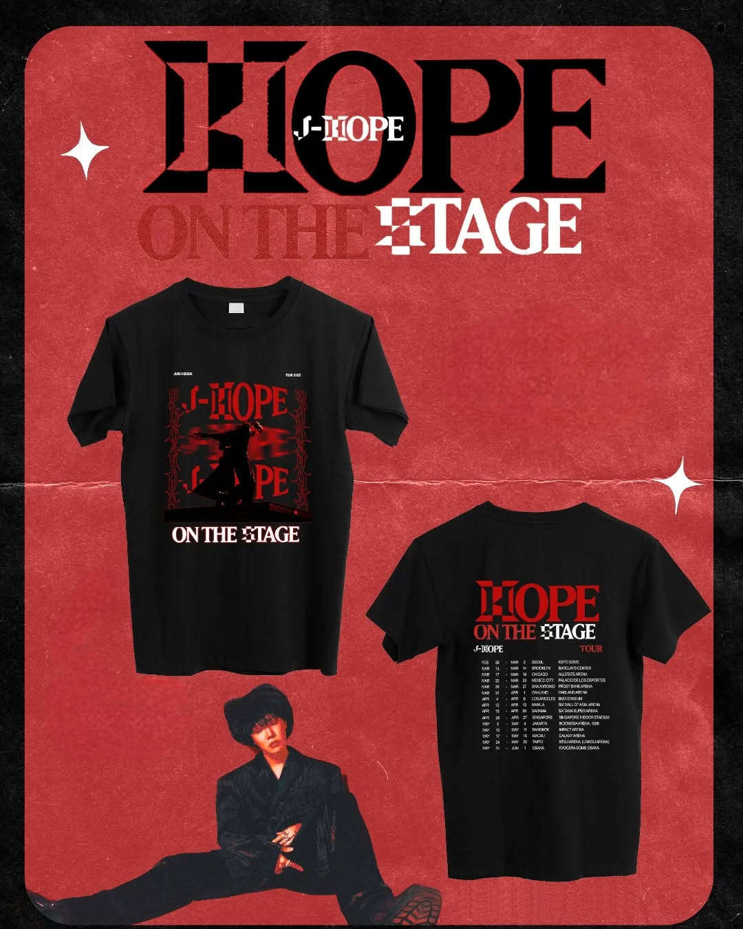 T-SHIRTS JHOPE HOPE ON THE STAGE TOUR 100% COTON