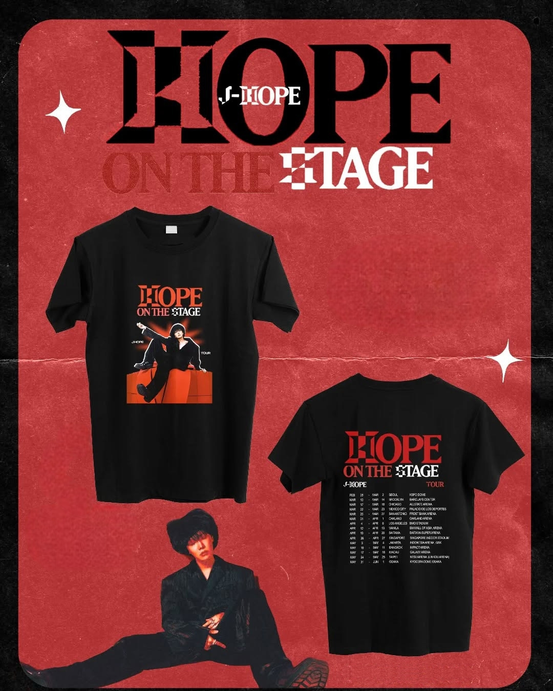 T-SHIRTS JHOPE HOPE ON THE STAGE TOUR 100% COTON