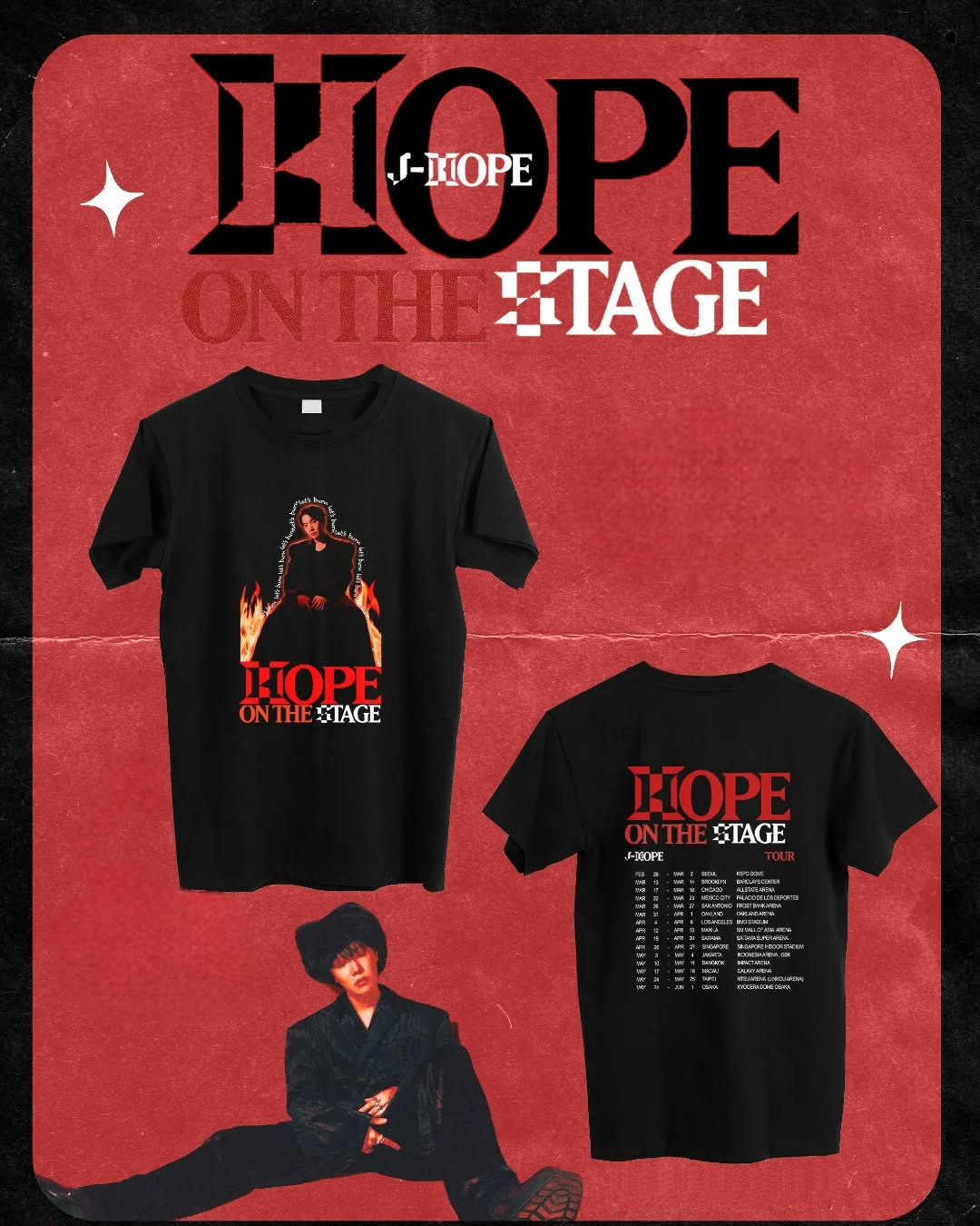 T-SHIRTS JHOPE HOPE ON THE STAGE TOUR 100% COTON