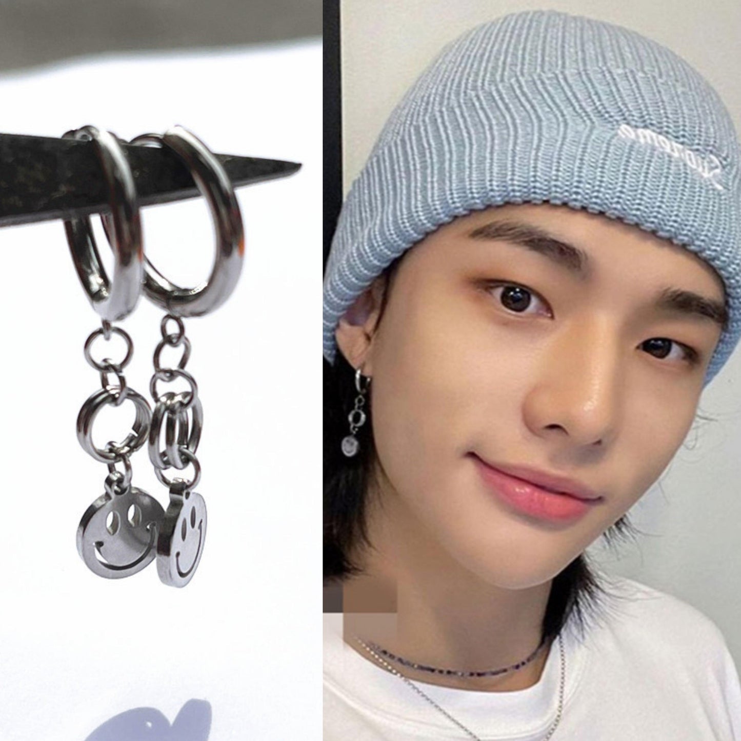 BOUCLES D'OREILLES EN ACIER INOXYDABLE HYUNJIN STRAY KIDS