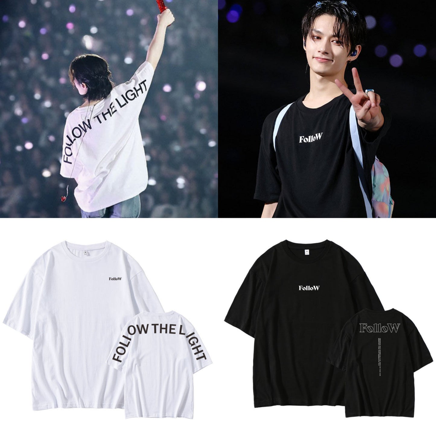 T-SHIRTS SEVENTEEN MERCH FOLLOW THE LIGHT 100 % COTON