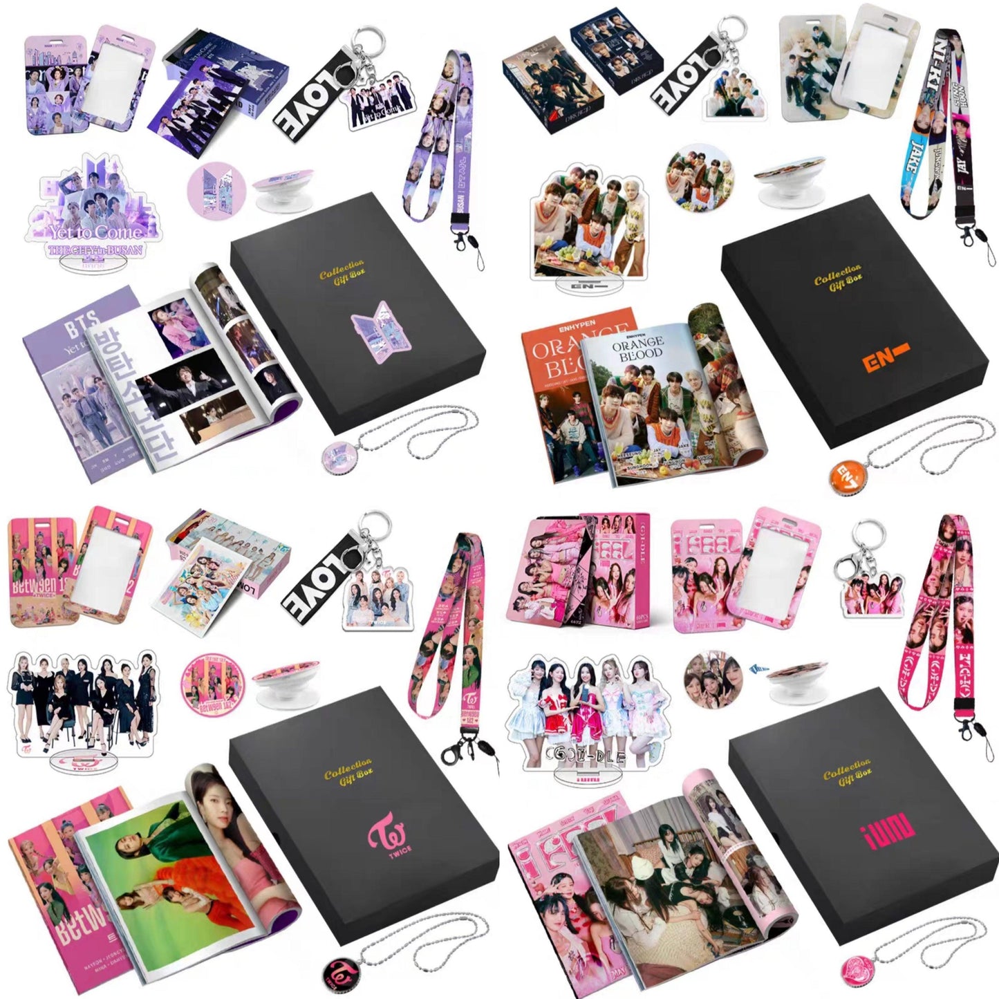 KIT AVEC LIVRE PHOTO, CARTES PHOTO, COLLIER, POP SOCKET ET + ARTICLES (DIFFÉRENTS GROUPES !✨)