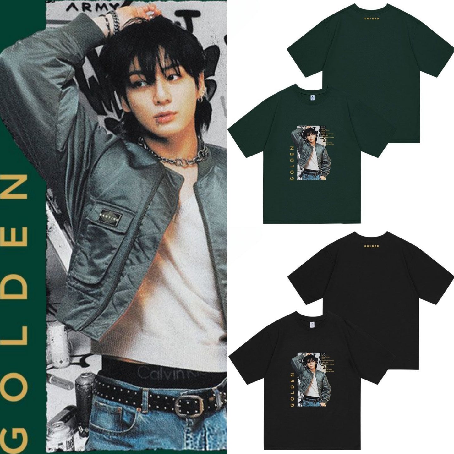 T-SHIRT DORÉ JUNGKOOK 100% COTON (4 couleurs)