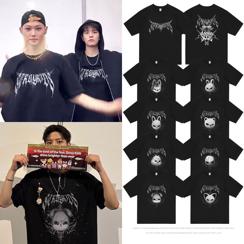 T-SHIRTS STRAY KIDS EVIL SKZOO 100 % COTON